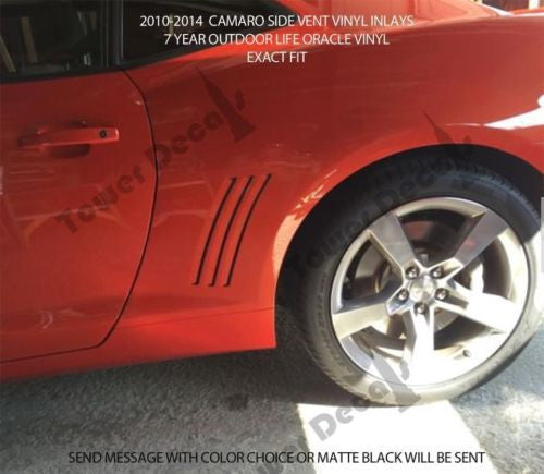 Chevy Camaro Side Vent Gills Decals - Fits 2010-2015 V8 V6 SS RS LT Models