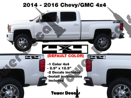 CHEVY 4x4 INVERTED TRUCK BED SIDE VINYL DECAL FOR CHEVROLET SILVERADO GMC SIERRA