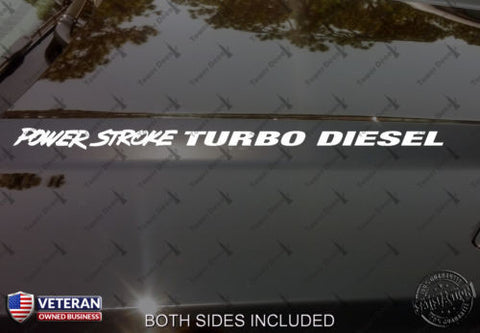 POWERSTROKE TURBO DIESEL VINYL HOOD DECAL STICKER (5/8"X19") FITS FORD SUPERDUTY