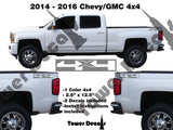 CHEVY 4x4 INVERTED TRUCK BED SIDE VINYL DECAL FOR CHEVROLET SILVERADO GMC SIERRA
