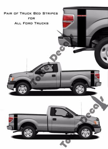 Custom Text 2 Color Truck Bed Side Stripes Vinyl Decals Fits Ford F150 F250 F350