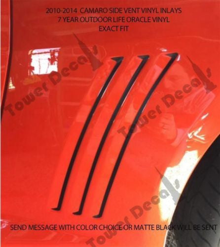 Chevy Camaro Side Vent Gills Inlay Vinyl Decal 2010-2015 Accessory - 2 sets