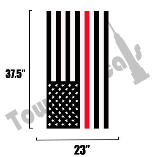 Thin Red Line American Flag hood vinyl decal firefighter fits: Dodge Ram Chevy Ford Toyota Nissan-0068
