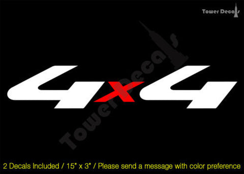 4X4 2 COLOR VINYL DECALS - SOLID - FITS:CHEVY GMC DODGE FORD NISSAN TOYOTA HONDA