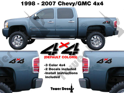 4x4 TRUCK BED SIDE DECAL FOR 1998-2007 CHEVY SILVERADO GMC SIERRA HD