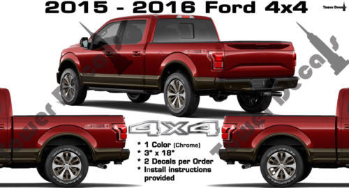 4x4 BED SIDE VINYL DECAL CHROME CARBON FIBER FORD F150 F250 F350 F450 SUPERDUTY