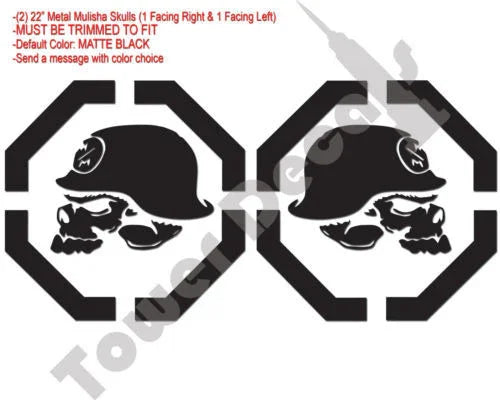 Skulls (2) 22" X 22" Window Bed Side Decals Fits: F150 F250 Ram Silverado GMC