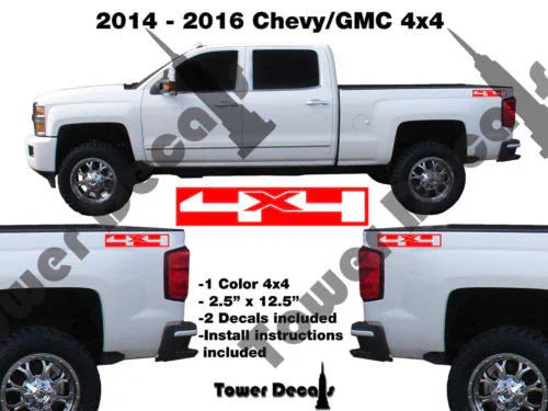 4x4 INVERTED TRUCK BEDSIDE VINYL DECAL FOR CHEVROLET SILVERADO GMC SIERRA