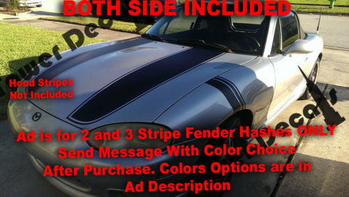 Mazda Miata 1998-2001 Gen 2 Fender Hash 2 or 3 Stripes Vinyl Decals - Both Sides