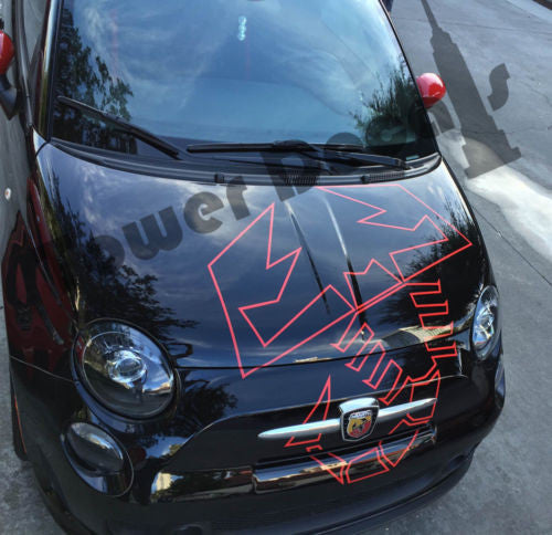 Large Fiat Abarth Scorpion Pin Striped Hood Decal for Fiat Abarth, 500 2010-2015
