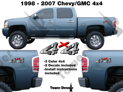 4x4 TRUCK BED SIDE DECAL FOR 1998-2007 CHEVY SILVERADO GMC SIERRA HD