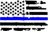 12 inch Thin Blue Line Distressed USA Flag Vinyl Decals