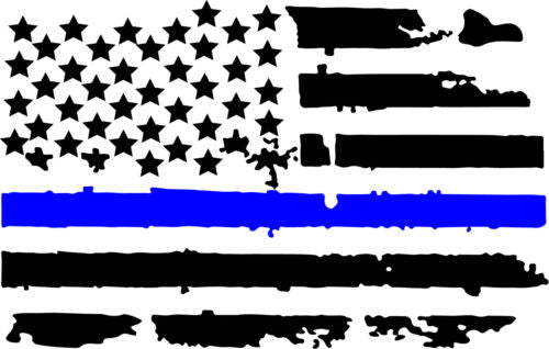 12 inch Thin Blue Line Distressed USA Flag Vinyl Decals