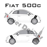 Fiat Abarth 500 Dual Front 4" Fender Hash Stripes - Both Sides - fits 2017-2015