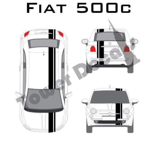 Fiat Abarth 500 - 5" Rally Racing Stripe with Pin Stripe - Cast Vinyl Decals