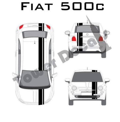 Fiat Abarth 500 - 5" Rally Racing Stripe with Pin Stripe - Cast Vinyl Decals