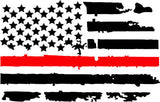 (2) Distressed Thin RED Line USA Flags Vinyl Decals