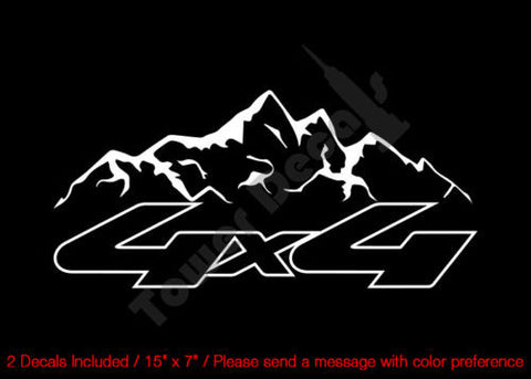 4X4 MOUNTAIN RANGE OUTLINED VINYL DECALS FITS:CHEVY GMC DODGE FORD NISSAN TOYOTA