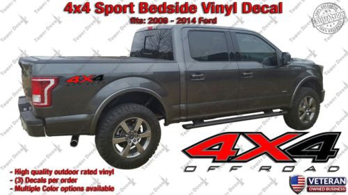 4x4 Sport Bedside 3 Color Vinyl Decals Stickers fits: Ford F150 Sport Edition