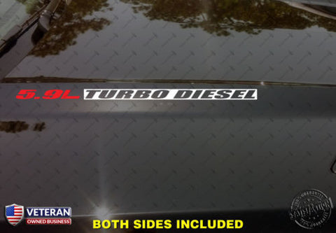 5.9L TURBO DIESEL Hood Vinyl Decals Fits: Dodge Ram 2500 3500 Cummins Diesel