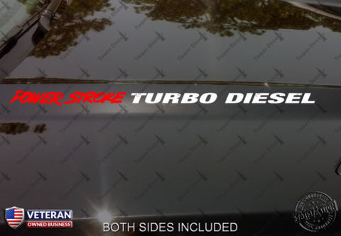 Powerstroke Turbo Diesel Hood Body vinyl sticker decal 5/8" x 19" fits Superduty