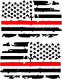 (2) Distressed Thin RED Line USA Flags Vinyl Decals