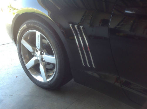 Chevy Camaro 2010-2015 CHROME Side Vent Gills Vinyl Decal Fender Inlays-Full Set