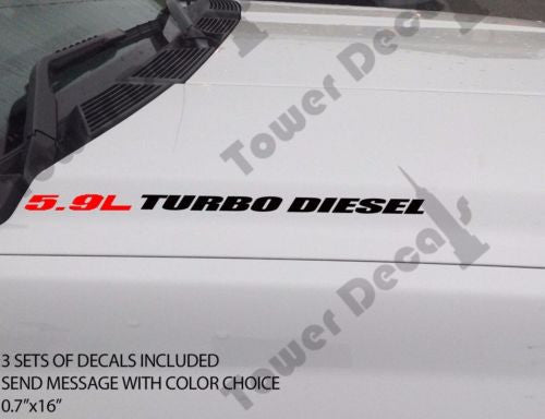 5.9L TURBO DIESEL Hood vinyl sticker decals fits: Dodge Ram Cummins 0084