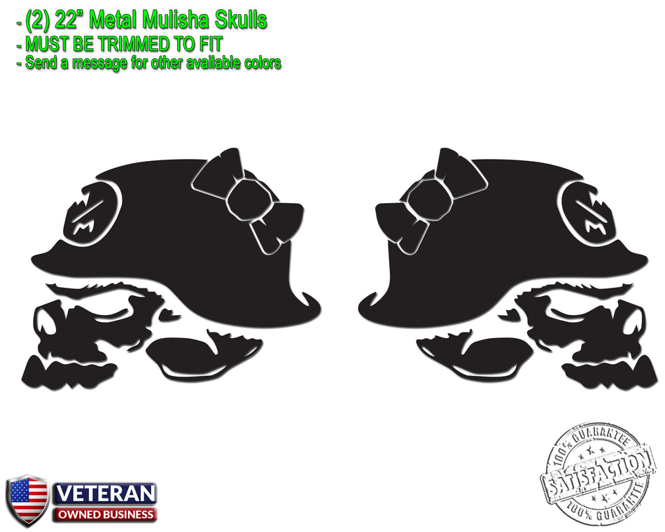 Girl Skull Bow Vinyl Metal Mulisha Decals 20" X 20" Window Truck Bedside Jeep