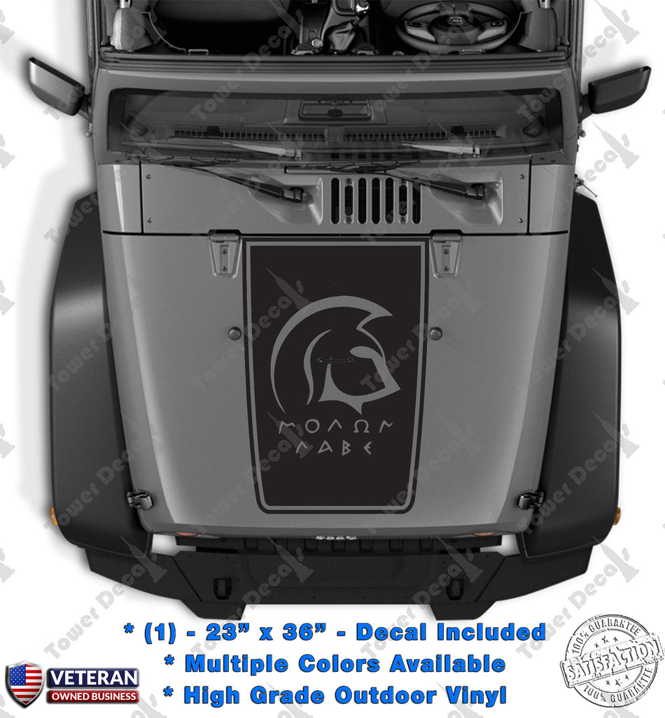 Hood Blackout Molon Labe Spartan Warrior Vinyl Decal fits Jeep Wrangler JK TJ LJ