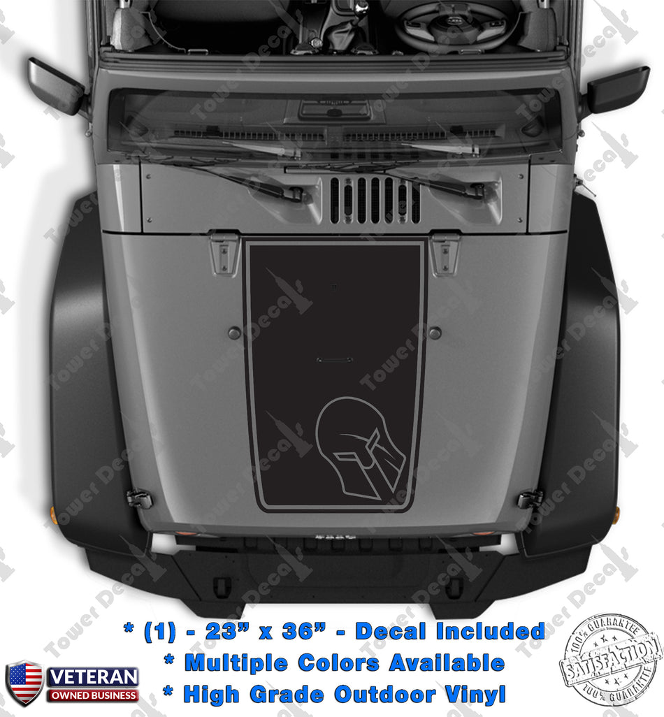 Hood Blackout Spartan Helmet Warrior Vinyl Decal fits Jeep Wrangler JK TJ LJ