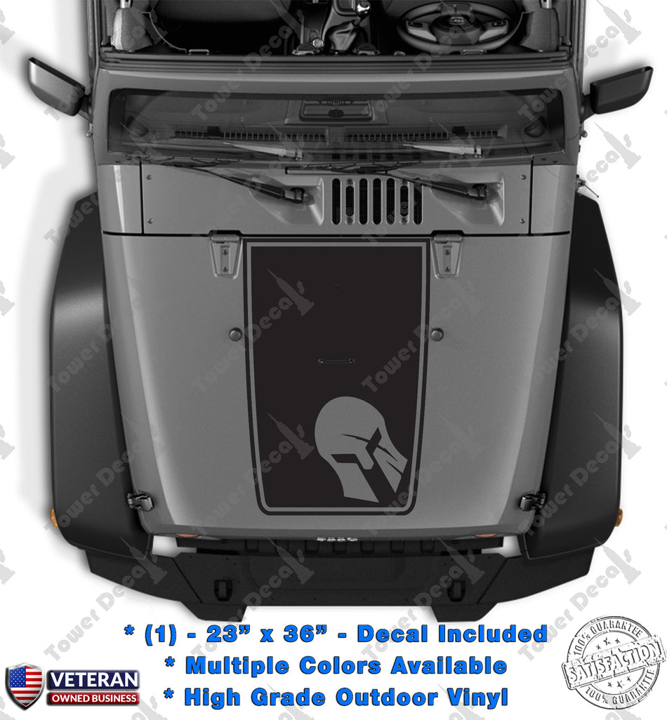 Hood Blackout Spartan Warrior Helmet Vinyl Decal fits Jeep Wrangler JK TJ LJ