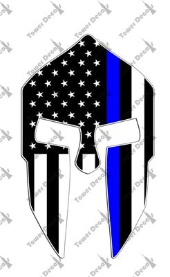 (2) Thin Line Spartan Helmet Vinyl Decals Support Police Officer 6" or 12"