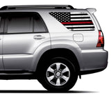 Universal Thin Red Line American Flag Window Tint Perforated Vinyl Fits: Any SUV