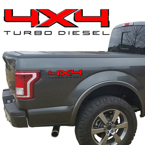 4X4 TURBO DIESEL BEDSIDE VINYL DECAL: FORD TRUCKS 2008-2017 F250 F350 SUPER DUTY