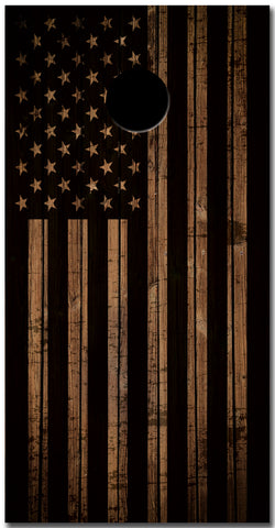 Burnt Wood American Flag Custom Cornhole Vinyl Wrap