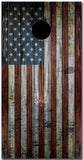 Wood Distressed American Flag Custom Cornhole Vinyl Wrap