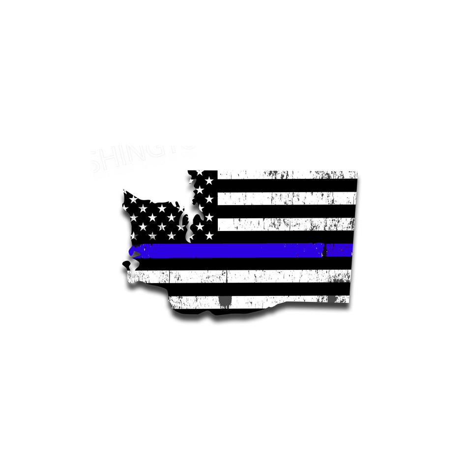 Washington Distressed Subdued US Flag Thin Blue Line/Thin Red Line/Thin Green Line Sticker. Support Police/Firefighters/Military