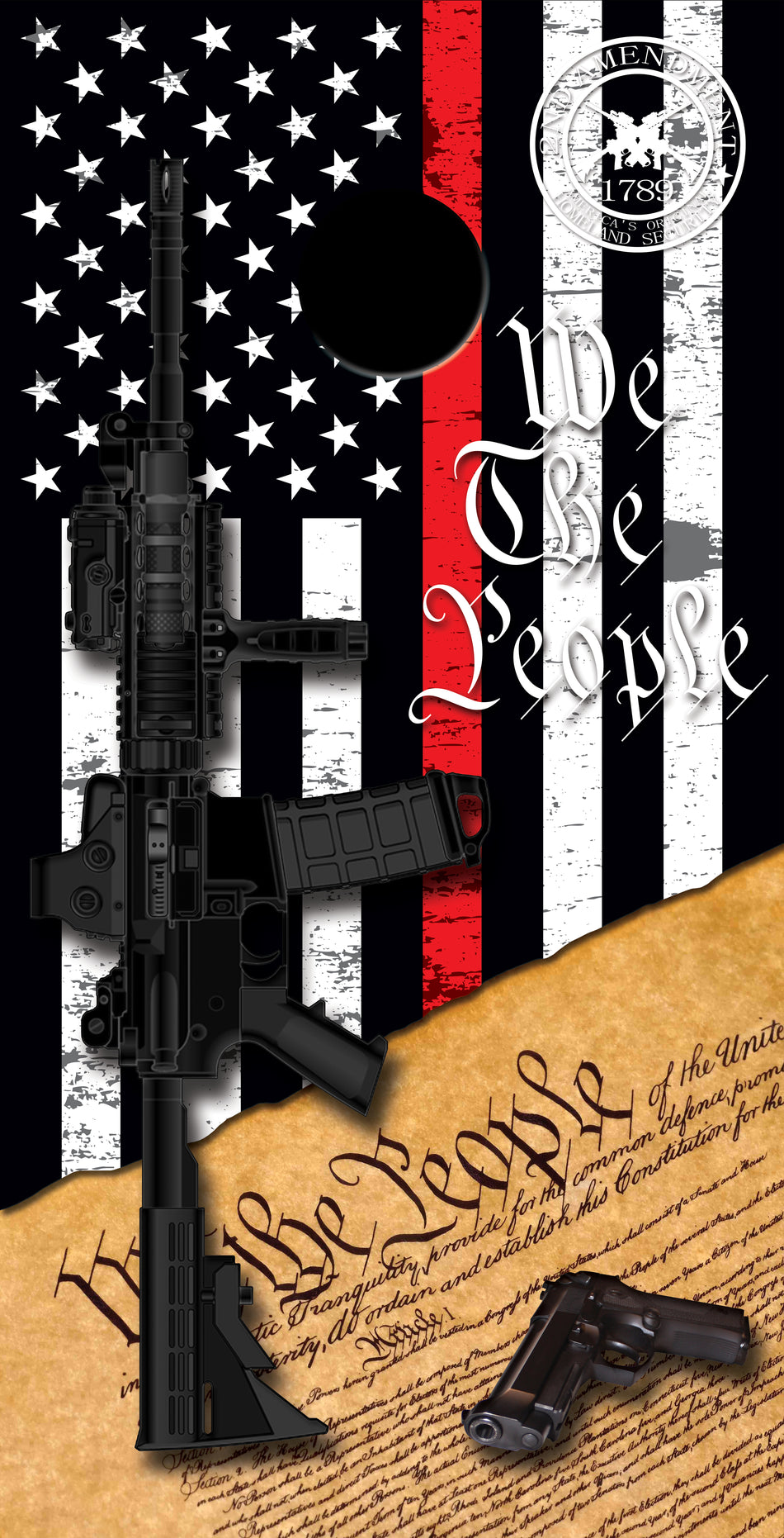 We the people TRL Thin red line Custom Cornhole Vinyl Wrap