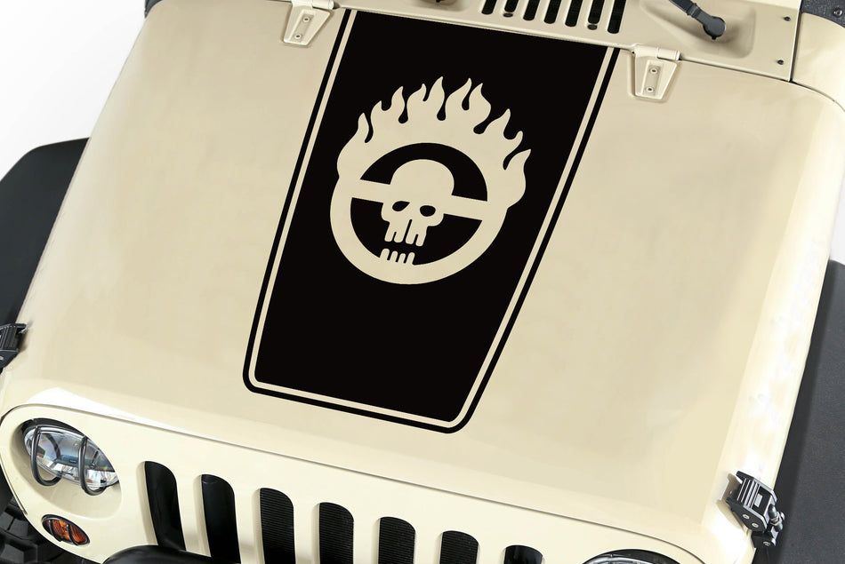 Hood Blackout Mad Max Skull Vinyl Decal Sticker (18) fit: Jeep Wrangler JK TJ YJ