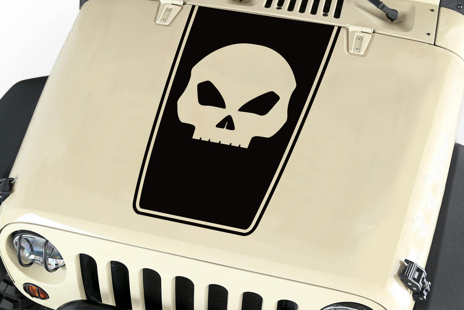 Hood Blackout Skull Vinyl Decal Sticker (21) fits: Jeep Wrangler JK TJ YJ
