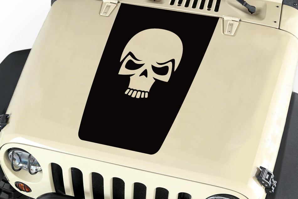 Hood Blackout Skull Vinyl Decal Sticker (19) fits: Jeep Wrangler JK TJ YJ