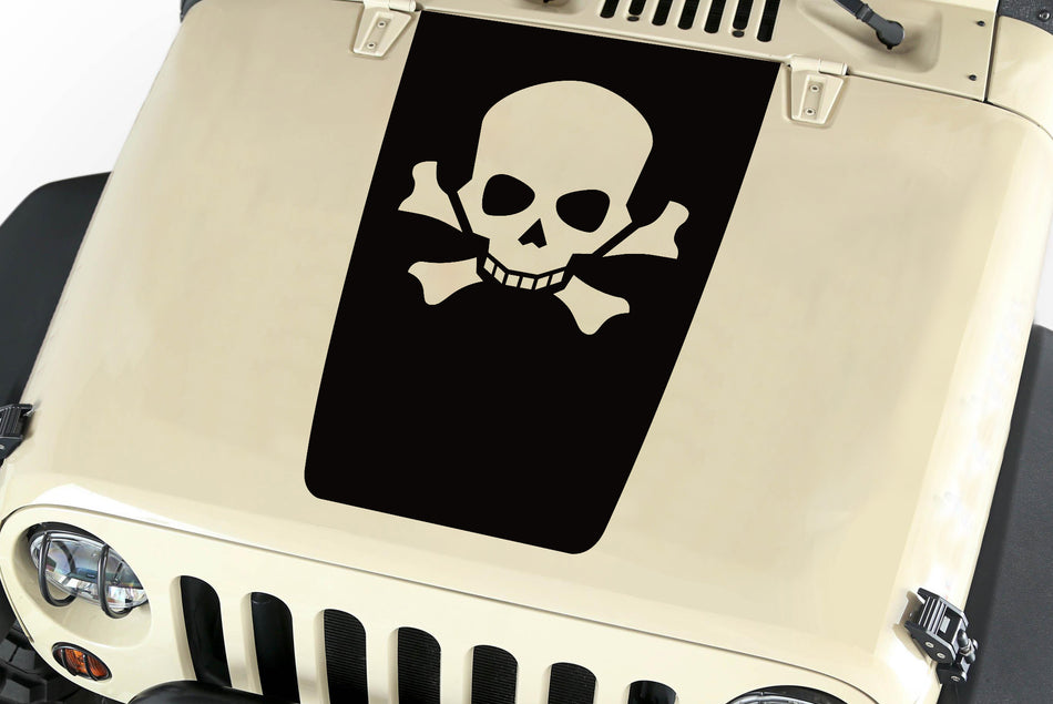 Hood Blackout Skull Vinyl Decal Sticker (16) fits: Jeep Wrangler JK TJ YJ