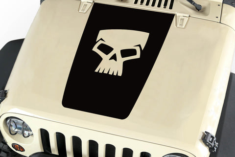 Hood Blackout Skull Vinyl Decal Sticker (17) fits: Jeep Wrangler JK TJ YJ