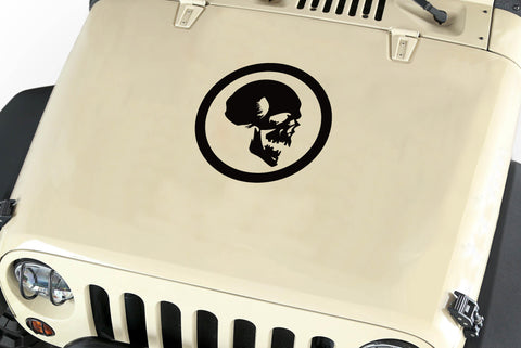 Skull Hood Body Vinyl Decal Sticker (14 circle) fits: Jeep Wrangler JK TJ YJ